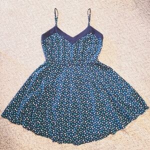 AEROPOSTALE POLKA DOT FLARE MINI DRESS MULTICOLOR BLUE WHITE WOMENS SMALL